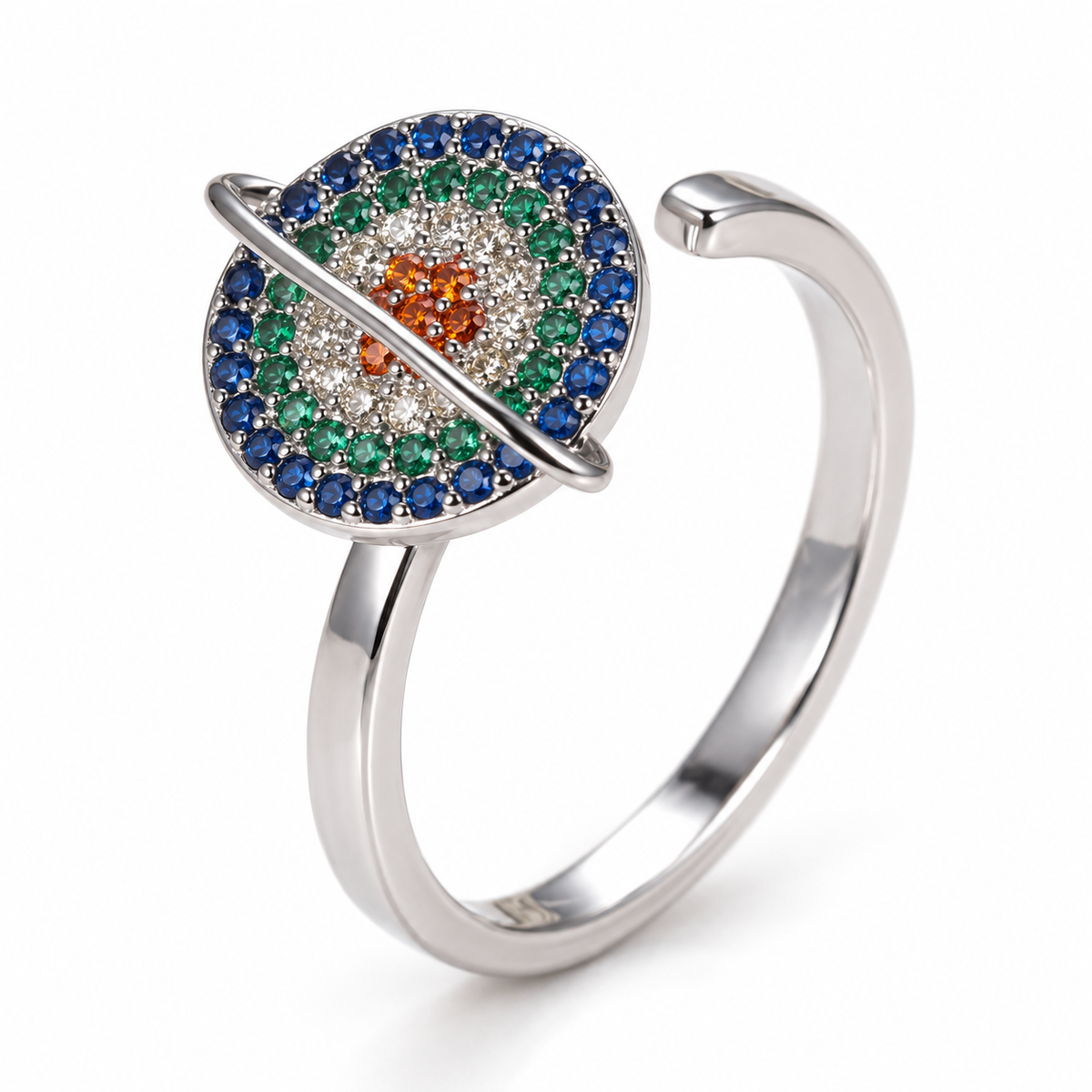 Bague anti-stress rotative Galaxie couleur argent
