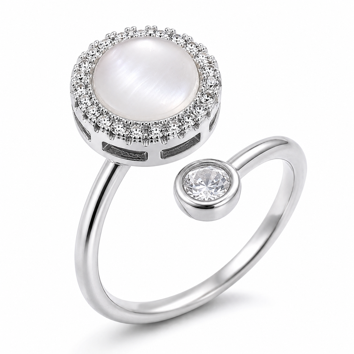 Bague anti-stress rotative Œil De Grâce en coloris argenté.