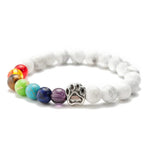 Bracelet 7 Chakras Patte de Chien couleur blanc