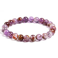 Bracelet Améthyste AuraGem, perles d’améthyste à inclusions rouges et cuivrées