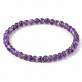 Bracelet Améthyste Minimaliste, fines perles rondes d’améthyste de 4 mm
