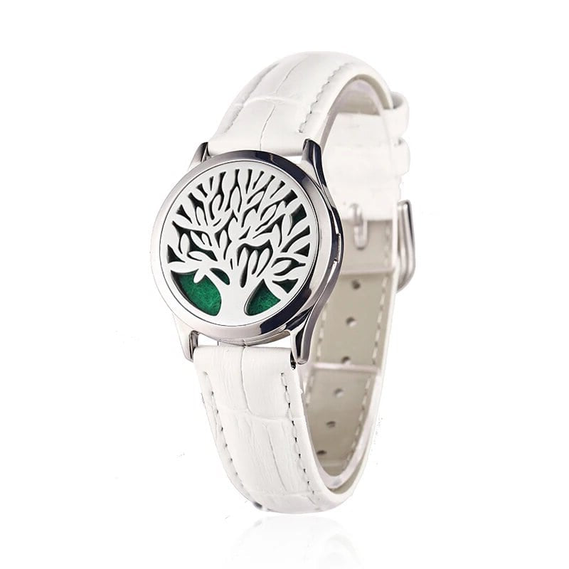 Bracelet diffuseur huile essentielle cuivre blanc Arbre couleur argenté