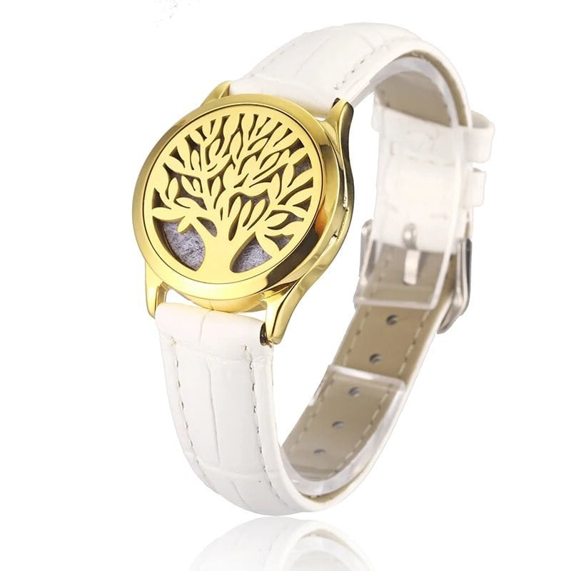 Bracelet diffuseur huile essentielle cuivre blanc Arbre couleur doré