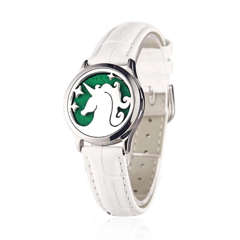 Bracelet diffuseur huile essentielle cuivre blanc Licorne couleur argenté