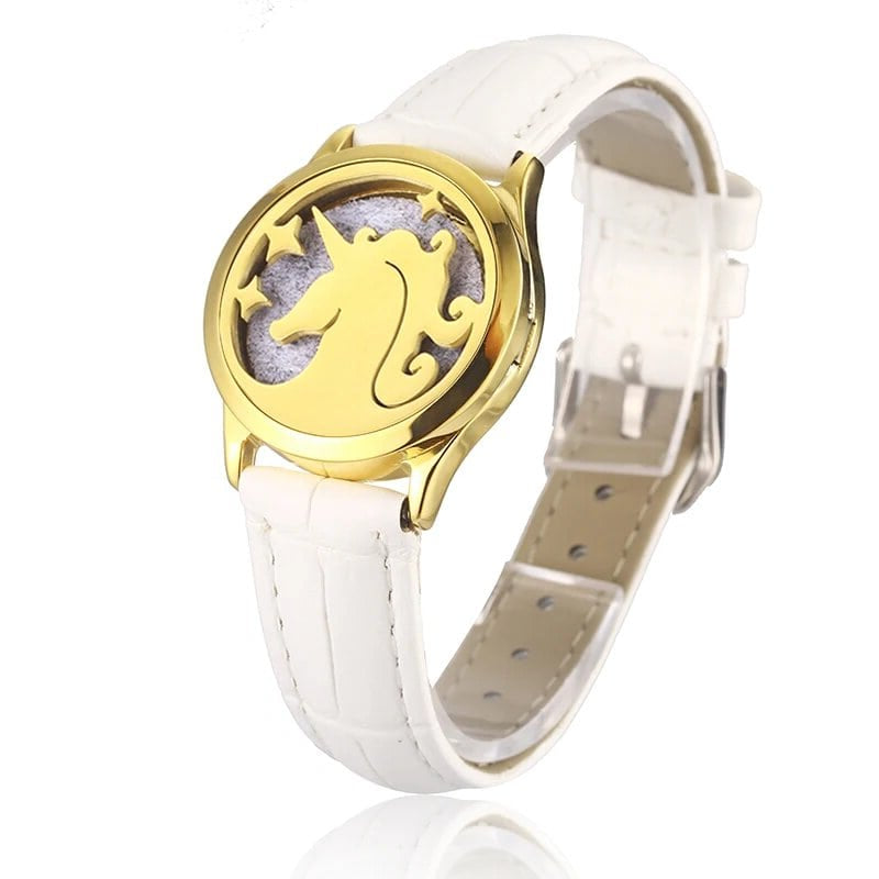 Bracelet diffuseur huile essentielle cuivre blanc Licorne couleur doré