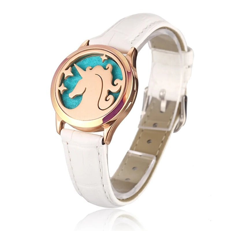 Bracelet diffuseur huile essentielle cuivre blanc Licorne couleur rose gold