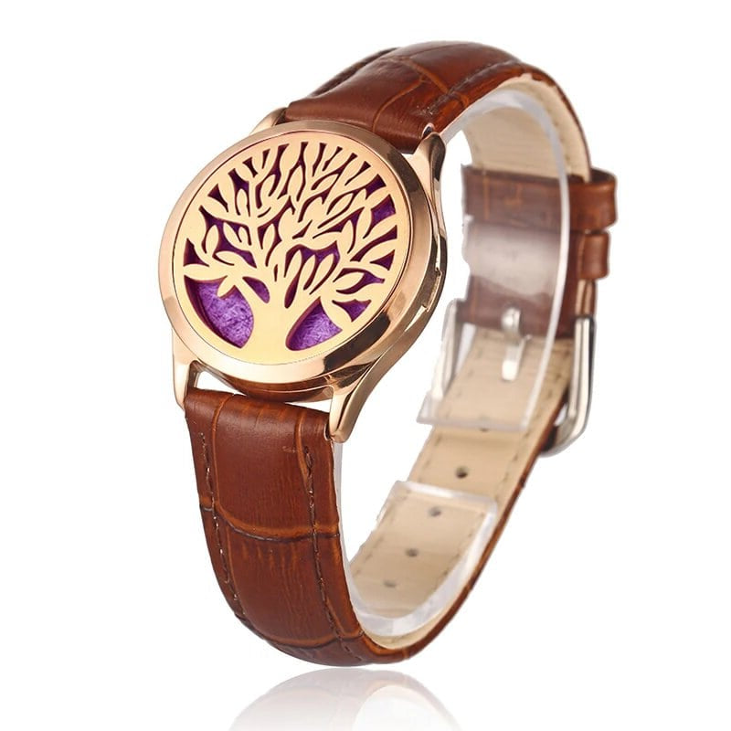 Bracelet diffuseur huile essentielle cuivre marron Arbre couleur rose gold