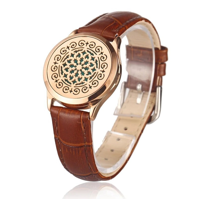 Bracelet diffuseur huile essentielle cuivre marron Voxa couleur rose gold