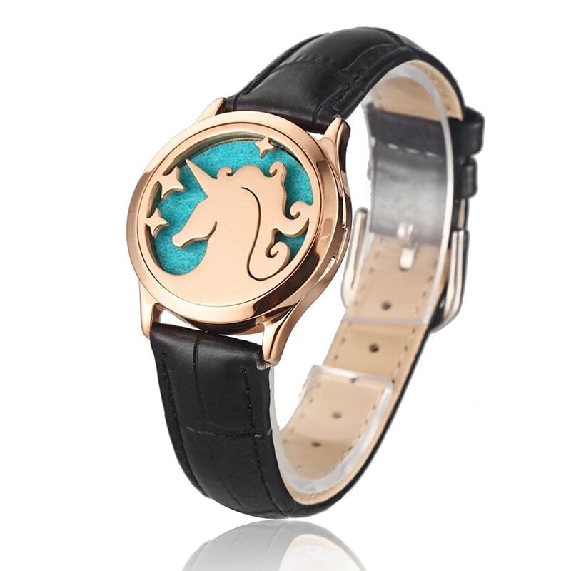 Bracelet diffuseur huile essentielle cuivre noir Licorne couleur rose gold