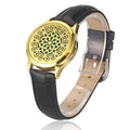 Bracelet diffuseur huile essentielle cuir noir Voxa en coloris noir.