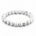 Bracelet Howlite Classique, perles rondes d’howlite blanche veinée de gris de 8 mm
