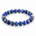 Bracelet Lapis Lazuli Classique, perles rondes de lapis-lazuli de 8 mm pailletées de pyrite