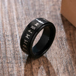 Bague anti-stress à anneau tournant Alphabet Viking couleur noire.