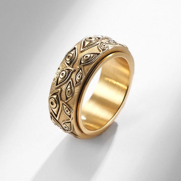 Bague anti-stress à anneau tournant Argus couleur or.