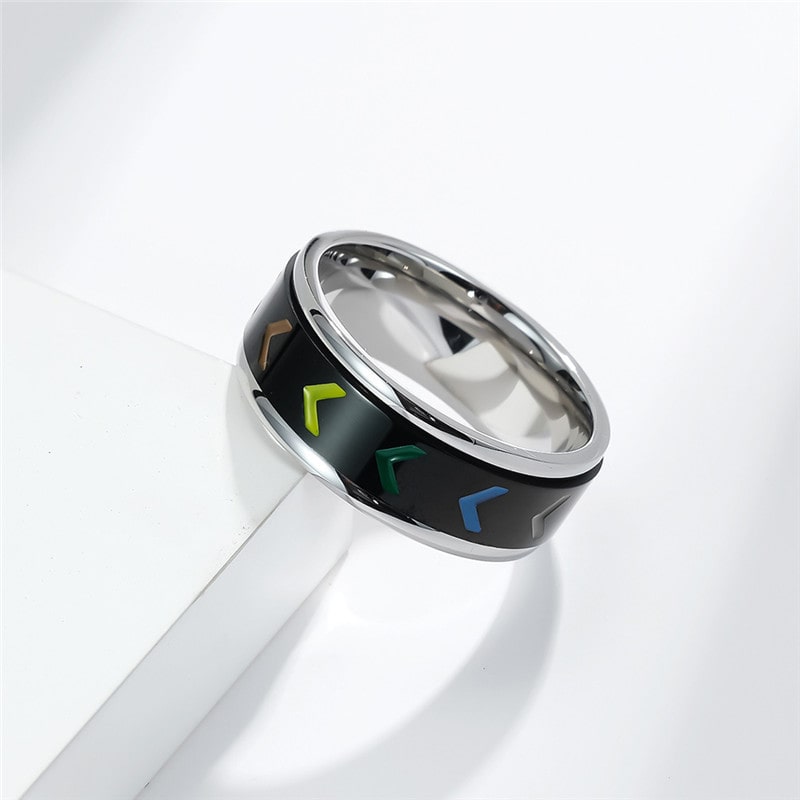 Bague anti-stress à anneau tournant Boost couleur noir.
