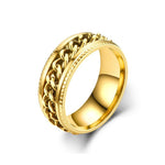 Bague anti-stress à anneau tournant chaine couleur or.
