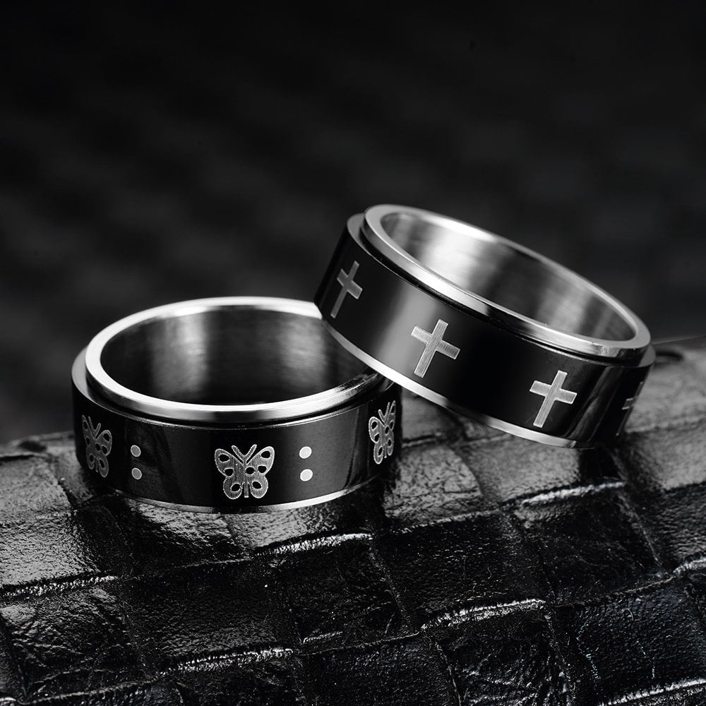 Bague anti-stress anneau tournant Death présentation.
