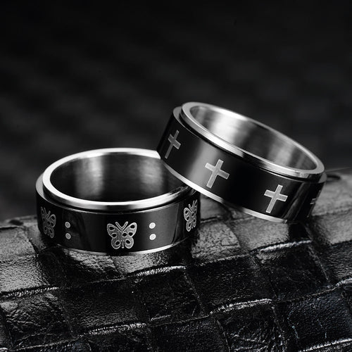 Bague anti-stress anneau tournant Death présentation.