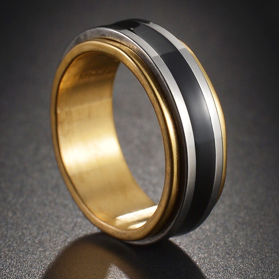 Bague anti-stress à anneau tournant Design couleur or