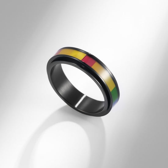 Bague anti-stress anneau tournant Multicolore couleur noire