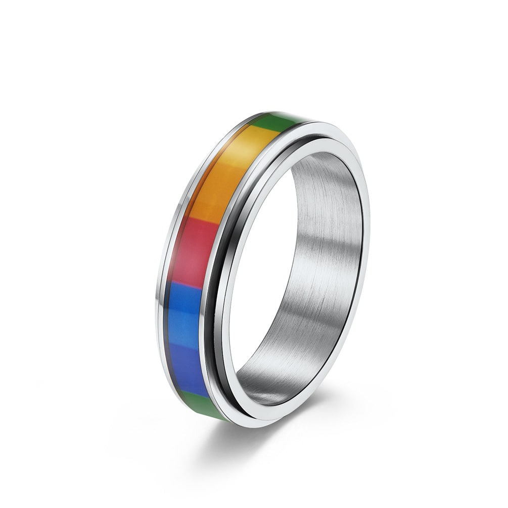 Bague anti-stress à anneau tournant Multicolore