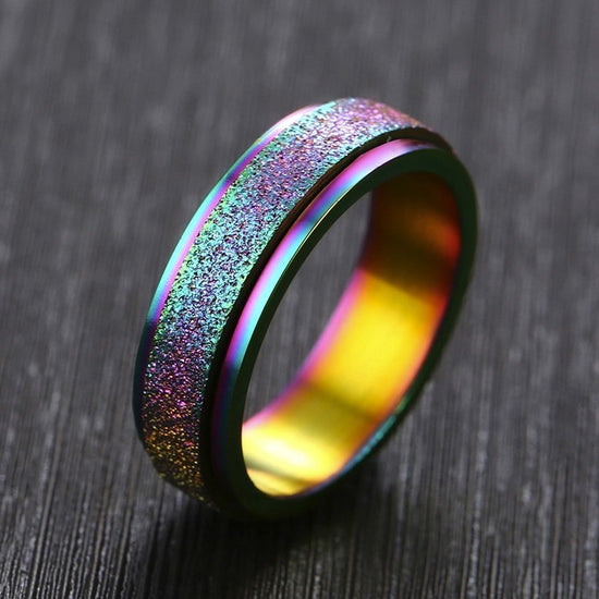 Bague anti-stress anneau tournant Pailleté couleur multicolore