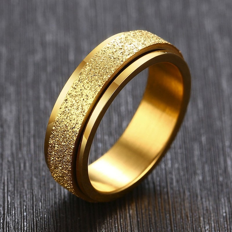 Bague anti-stress anneau tournant Pailleté couleur or