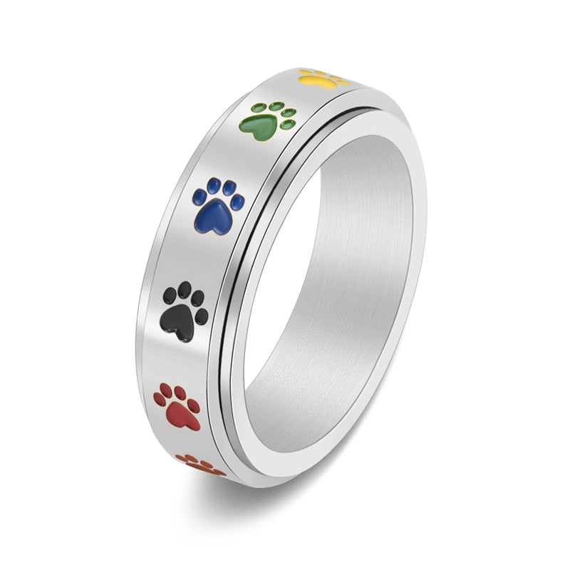 Bague anti stress anneau tournant Patte De Chat