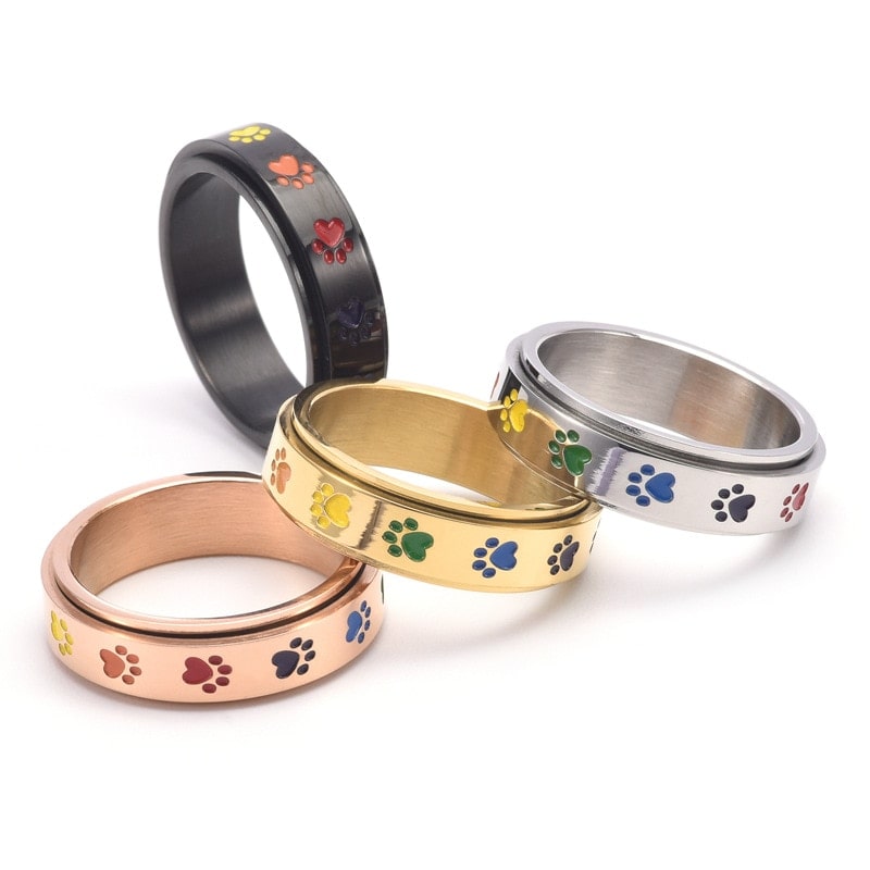 Bague anti stress anneau tournant Patte De Chat