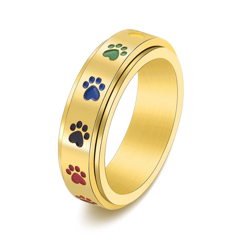 Bague anti-stress anneau tournant Patte De Chat couleur or