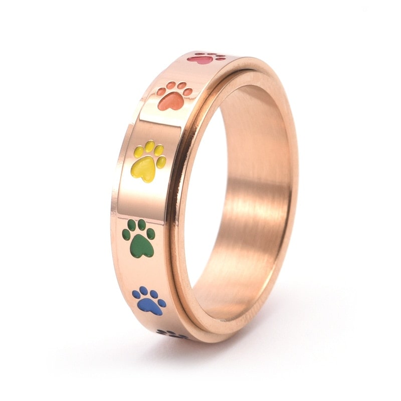 Bague anti-stress anneau tournant Patte De Chat couleur rose gold