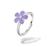 Bague anti-stress rotative Fleur Design couleur bleue