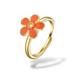 Bague anti-stress rotative Fleur Design couleur orange