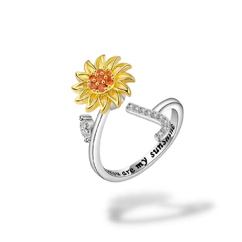 Bague anti-stress rotative Personnalisable initiale J